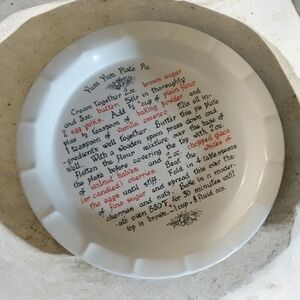 White Pie Plate with Recipe Design